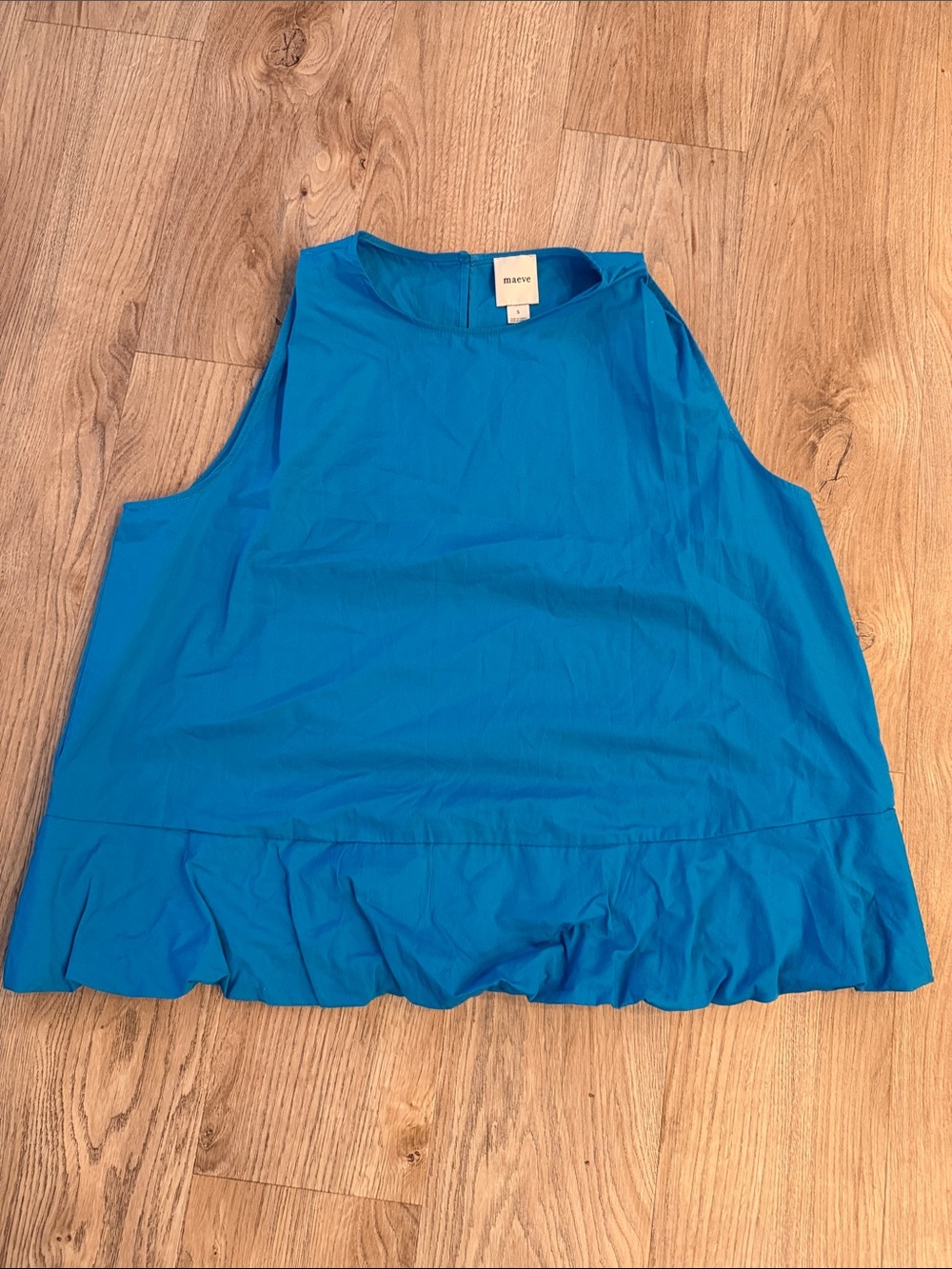 Maeve Bright Blue Sleeveless Ruffle-Hem Blouse